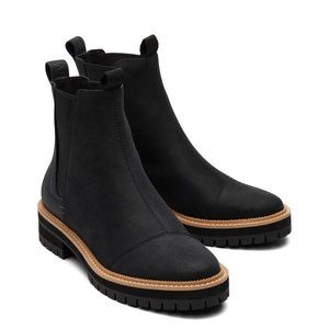 Toms Womens Black Smooth Leather Dakota Chelsea Lug Sole Boots Sz 10 NIB